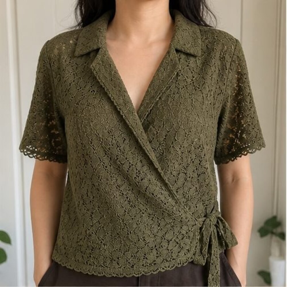 Olive Ruffle Blouse - Picture 2 of 6